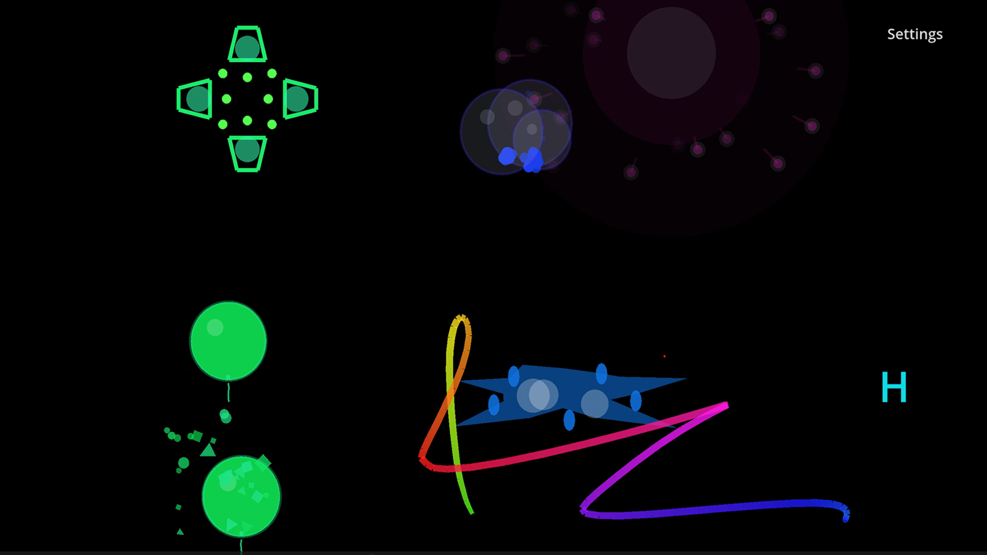 Tombli screenshot showing colorful bubbles