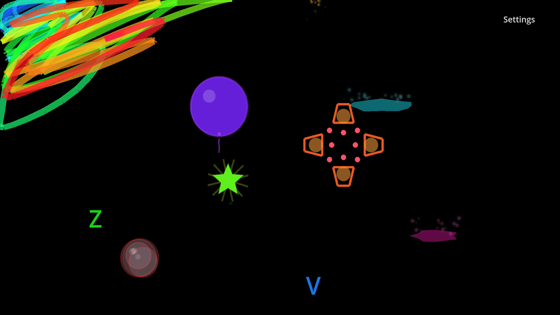 Tombli screenshot showing sparkling stars