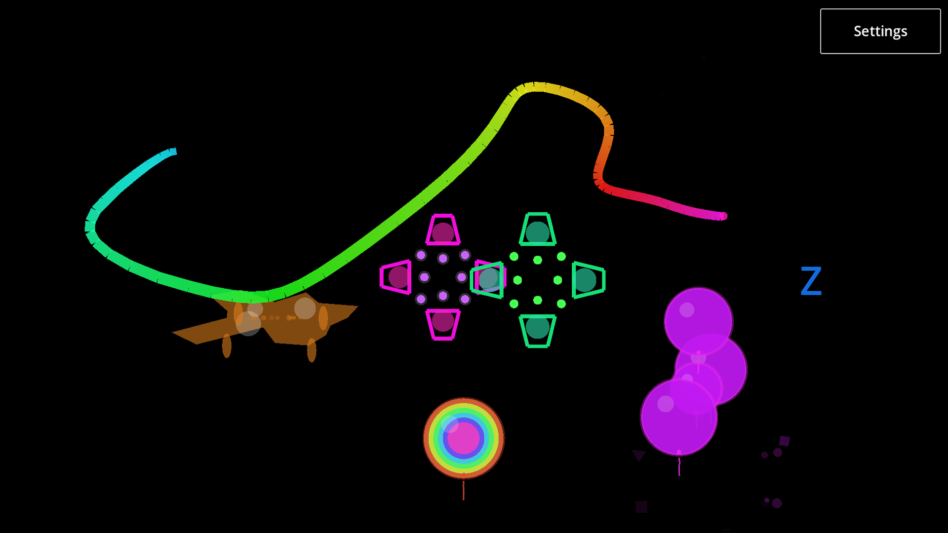 Tombli screenshot showing rainbow effects