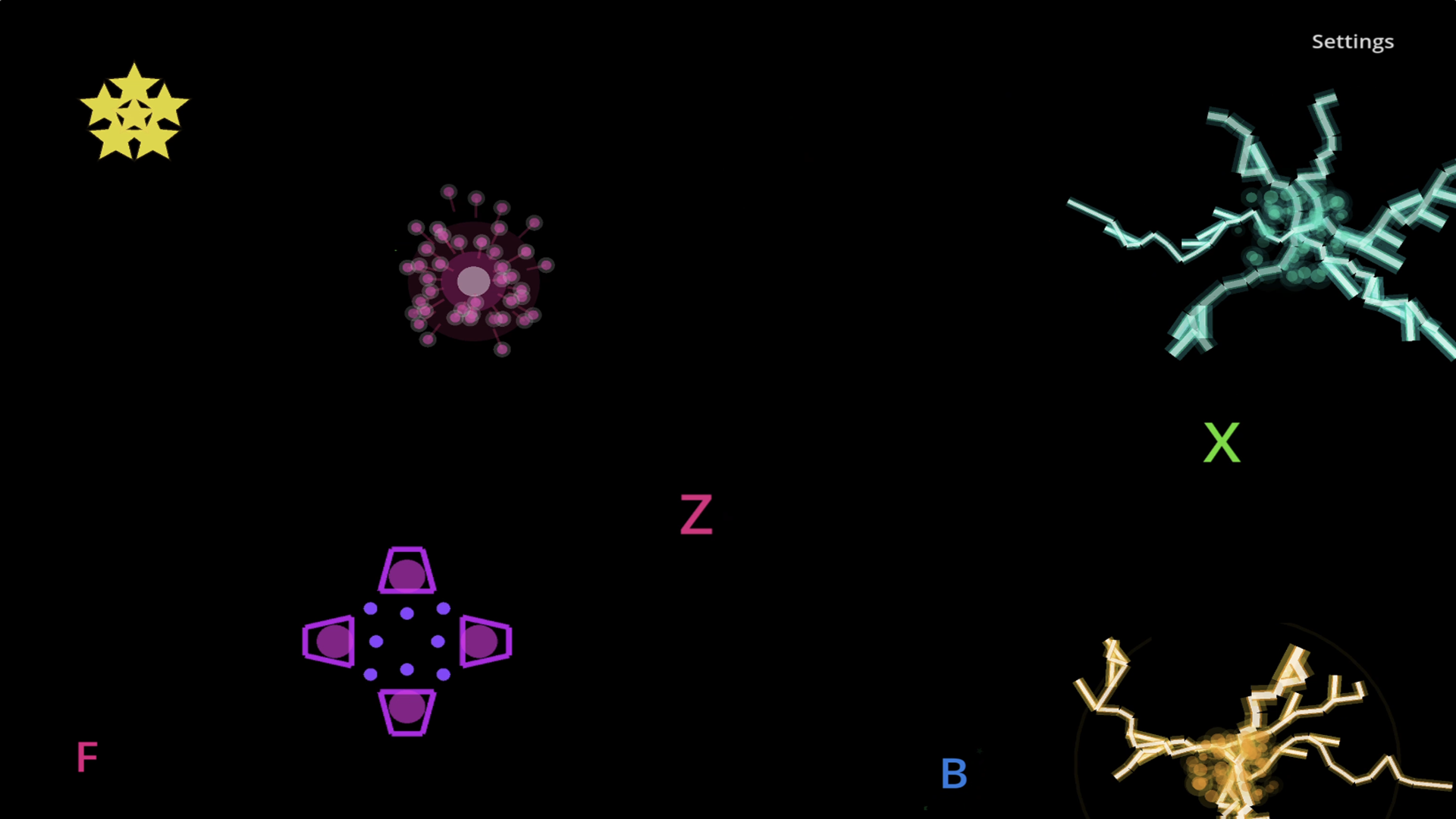 Tombli screenshot showing alphabet letters